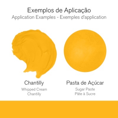 Exemplos de aplicação de Chantilly e Pasta de Açúcar cor amarelo-alaranjado