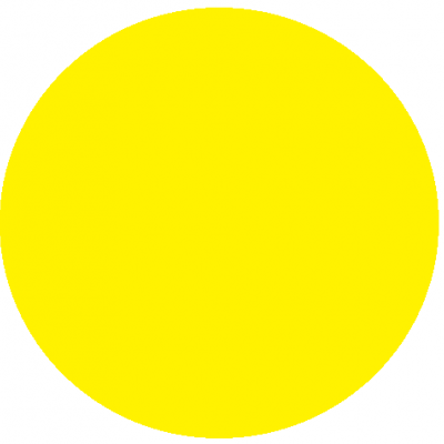 Círculo amarelo sólido sobre fundo branco