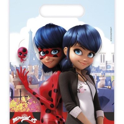 Sacola plástica Miraculous com personagens Ladybug e Marinette em Paris