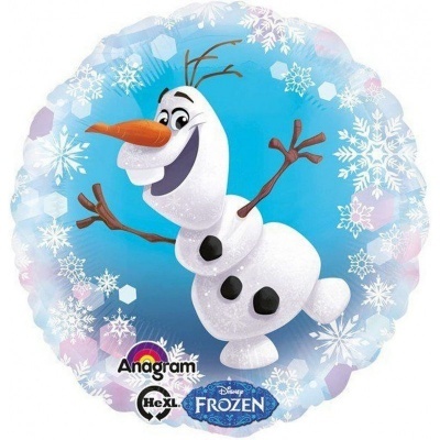 Balão redondo com Olaf de Frozen e flocos de neve
