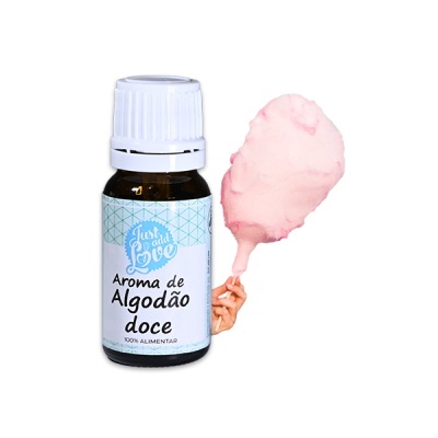 Frasco pequeno com aroma de algodão doce e algodão doce rosa em palito