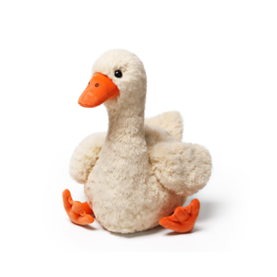 Pelúcia de pato creme com bico e pés laranja