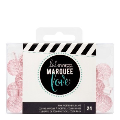 Caixa transparente com 24 luzes de fadas cor de rosa facetadas da Heidi Swapp Marquee Love