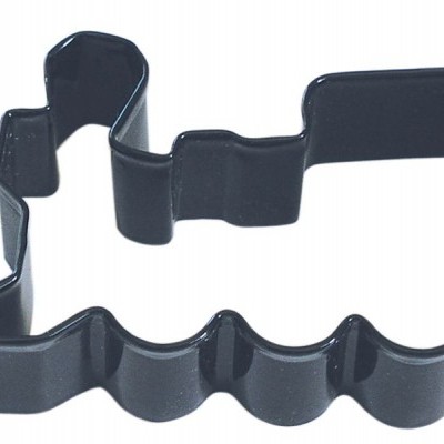 Forma de cortar biscoitos em metal preto com formato de comboio