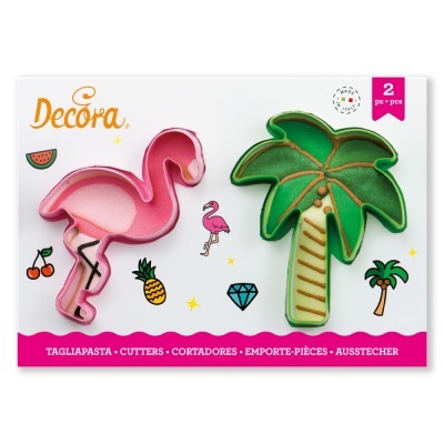 Conjunto de cortadores de massa flamingo e palmeira da Decora