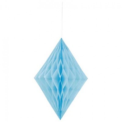 Pendente decorativo de papel azul em forma de losango