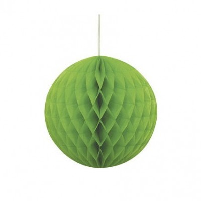 Bola decorativa de papel verde em forma de colmeia