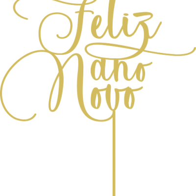 Topo de bolo dourado com texto 