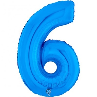 Balão azul número 6 metálico