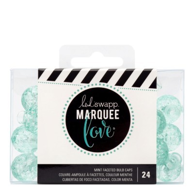 Caixa com 24 tampas facetadas para luzes cor menta da Heidi Swapp Marquee Love