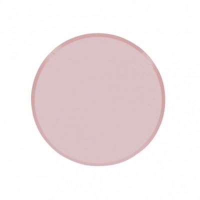 Disco redondo rosa claro com borda mais escura em fundo branco