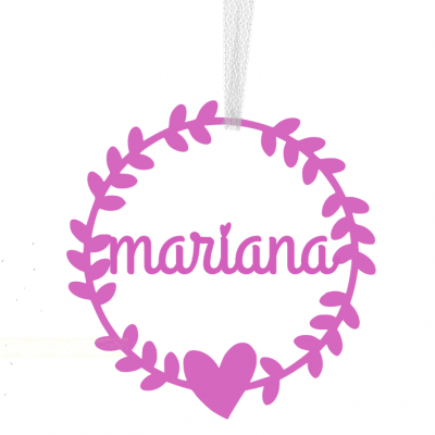 Ornamento decorativo rosa com nome mariana