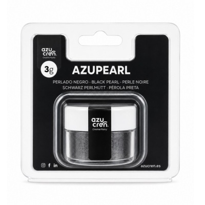 Pó brilhante preto AZUPEARL da Azucren em frasco plástico branco e preto