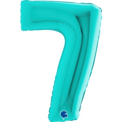 Balão azul turquesa em forma do número 7