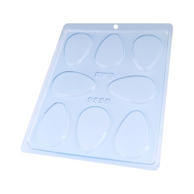 Molde plástico transparente com cavidades em forma de gota e inscrição BWB 8856