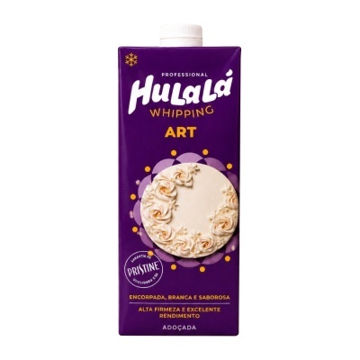 Pacote roxo de natas para bater Hulalá Whipping ART com bolo decorado