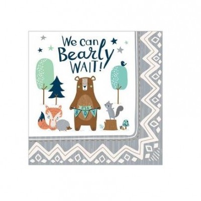 Guardanapo de papel para bebé com ilustração de animais e texto