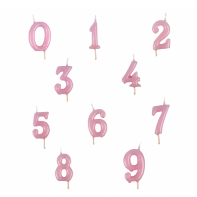 Velas para bolo números rosa de 0 a 9
