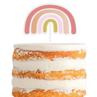 Bolo naked cake com topo de arco-íris em tons pastel