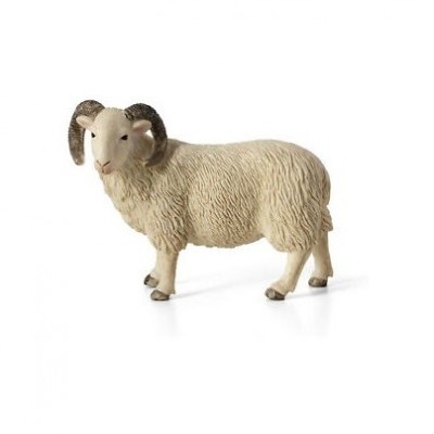 Figura decorativa de carneiro com chifres castanhos