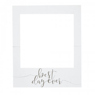 Moldura fotográfica branca com texto 'best day ever'