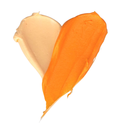 Manchas de creme bege e laranja com textura cremosa
