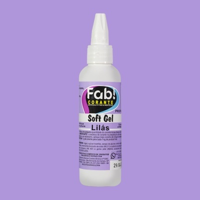 Frasco de corante em gel lilás Fab! Soft Gel com tampa branca e etiqueta roxa