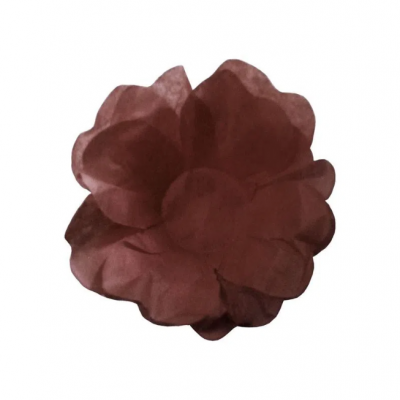 Flor artificial castanho escuro de tecido com várias pétalas