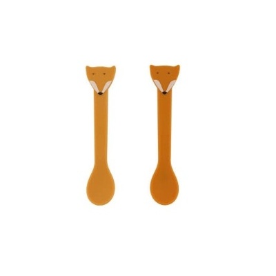 Duas colheres de plástico com cabeça de raposa castanha