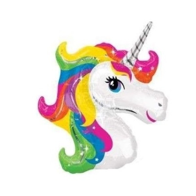 Balão formato cabeça unicórnio colorido