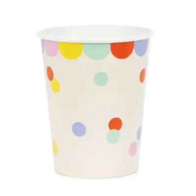 Copo descartável de papel com bolinhas coloridas