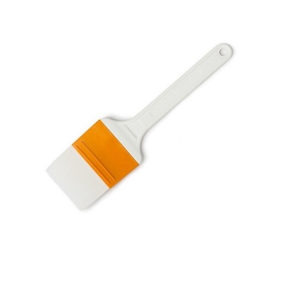 Pincel de pintura com cabo branco e suporte laranja