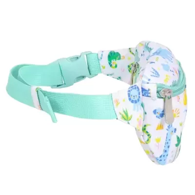 Bolsa porta-moedas com estampado animal colorido e correia verde