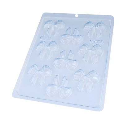 Forma plástica transparente com cavidades de laços para moldagem