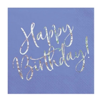 Guardanapo azul com letras decorativas Happy Birthday!