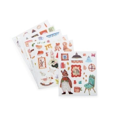 Folhas com autocolantes ilustrados vintage