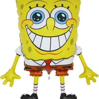 Balão Bob Esponja amarelo com roupa e sapatos