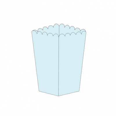 Embalagem de papel azul claro com bordas onduladas