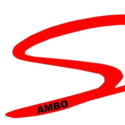 Logotipo com a palavra Sport e AMBO em traço vermelho e letras pretas