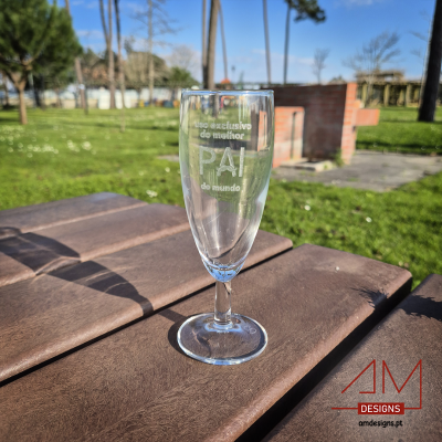 Copo de vidro flute com gravação 