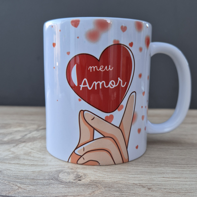 Caneca branca com desenho e texto meu Amor