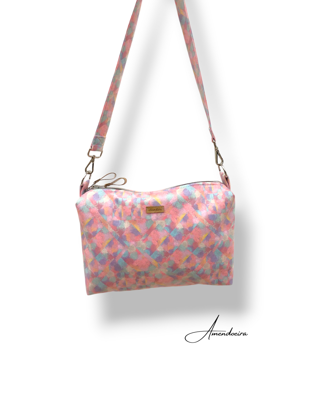 Mala Roma- Bloom Mala de ombro com padrão colorido pastel e alça ajustável