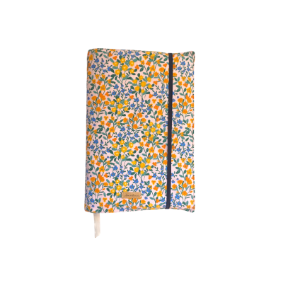 capa para livro ou caderno com padrão floral amarelo e laranja