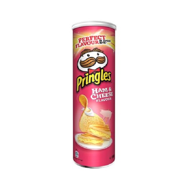 Pringles Tosta Mista Embalagem cilíndrica rosa de batatas Pringles sabor Ham & Cheese