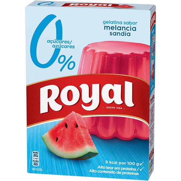 Gelatina em Pó de Melancia 0% Açucares Pacote de gelatina Royal sabor melancia com 0% açúcares