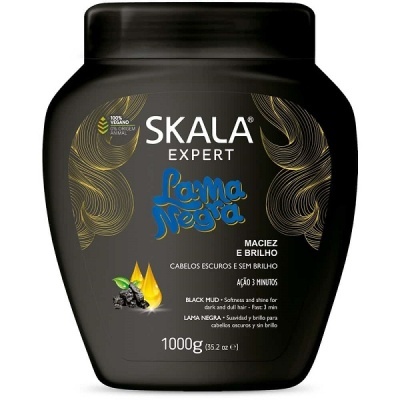 Frasco preto Skala Expert Lama Negra 1000g com texto em português e inglês, design dourado e azul