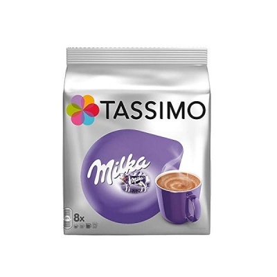 Pacote de cápsulas de café Tassimo sabor Milka com chávena roxa