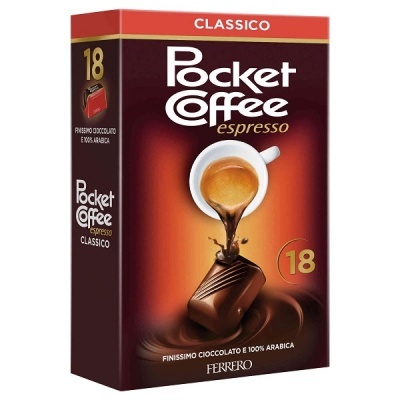 Embalagem de Pocket Coffee espresso clássico com 18 unidades da Ferrero