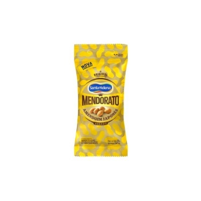 Pacote amarelo de Mendorato amendoim japonês torrado da Santa Helena