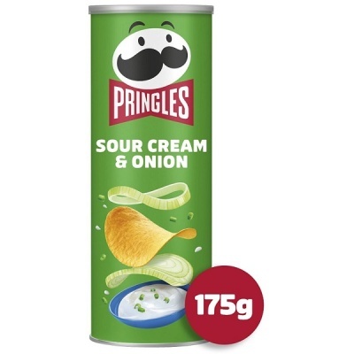 Embalagem verde de batatas Pringles Sour Cream & Onion 175g